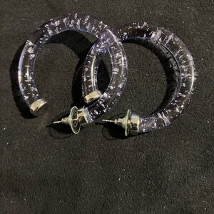 Purple Translucent Plastic Hoop Earrings